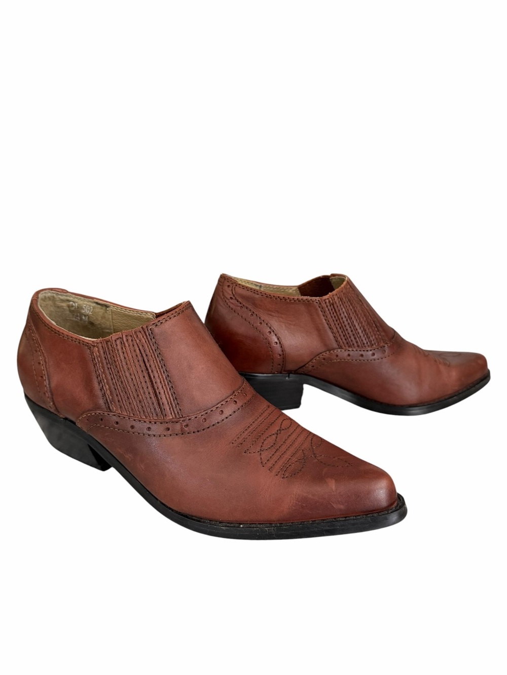 Dingo Ankle Boots Womens 6.5 Leather Low Western Brown